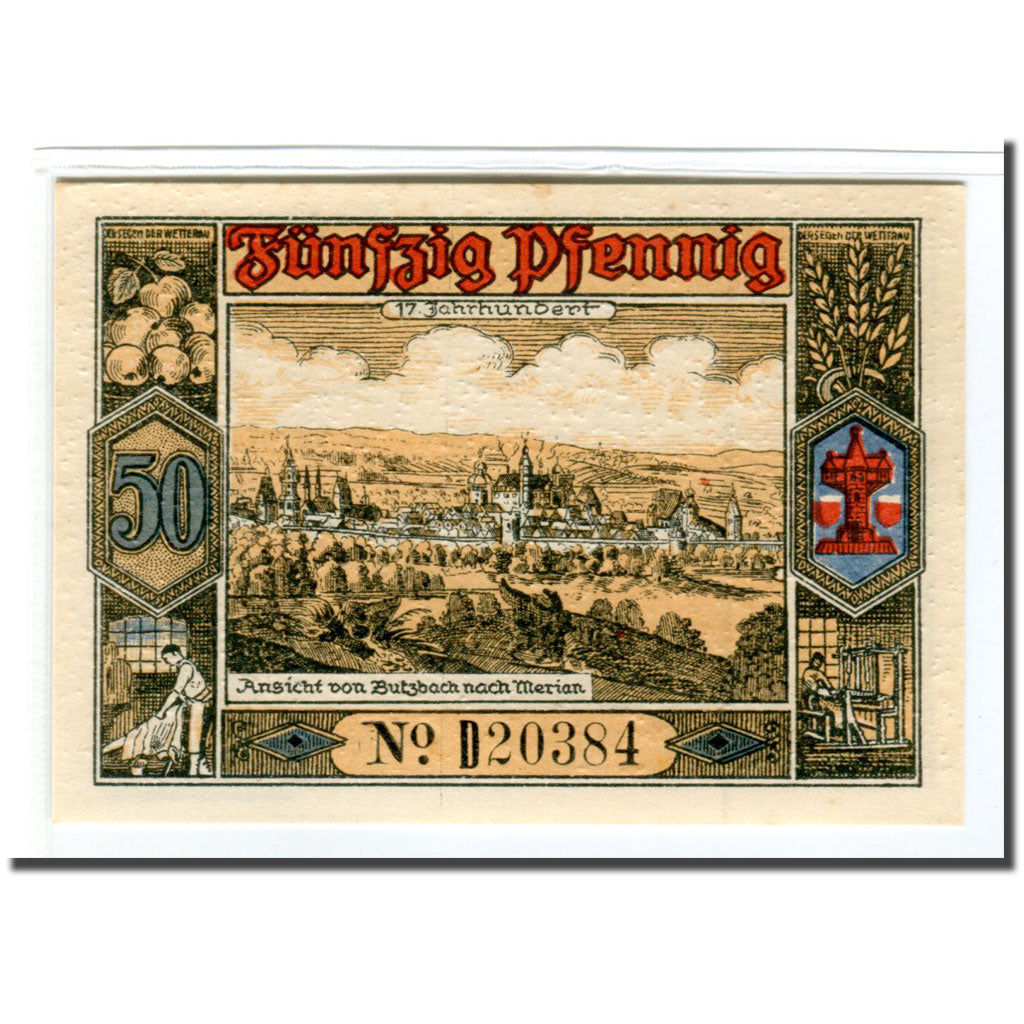 Banknote, Germany, Butzbach, 50 Pfennig, batiment 3, 1921, 1921-05-06, UNC(63)