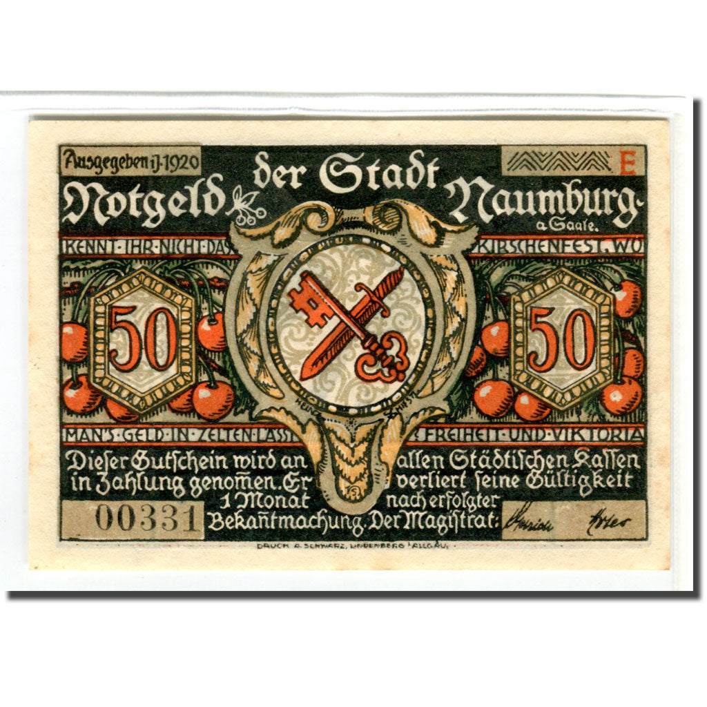 Banknote, Germany, Naumburg a.S. Stadt, 50 Pfennig, personnage 2, 1920, UNC(63)