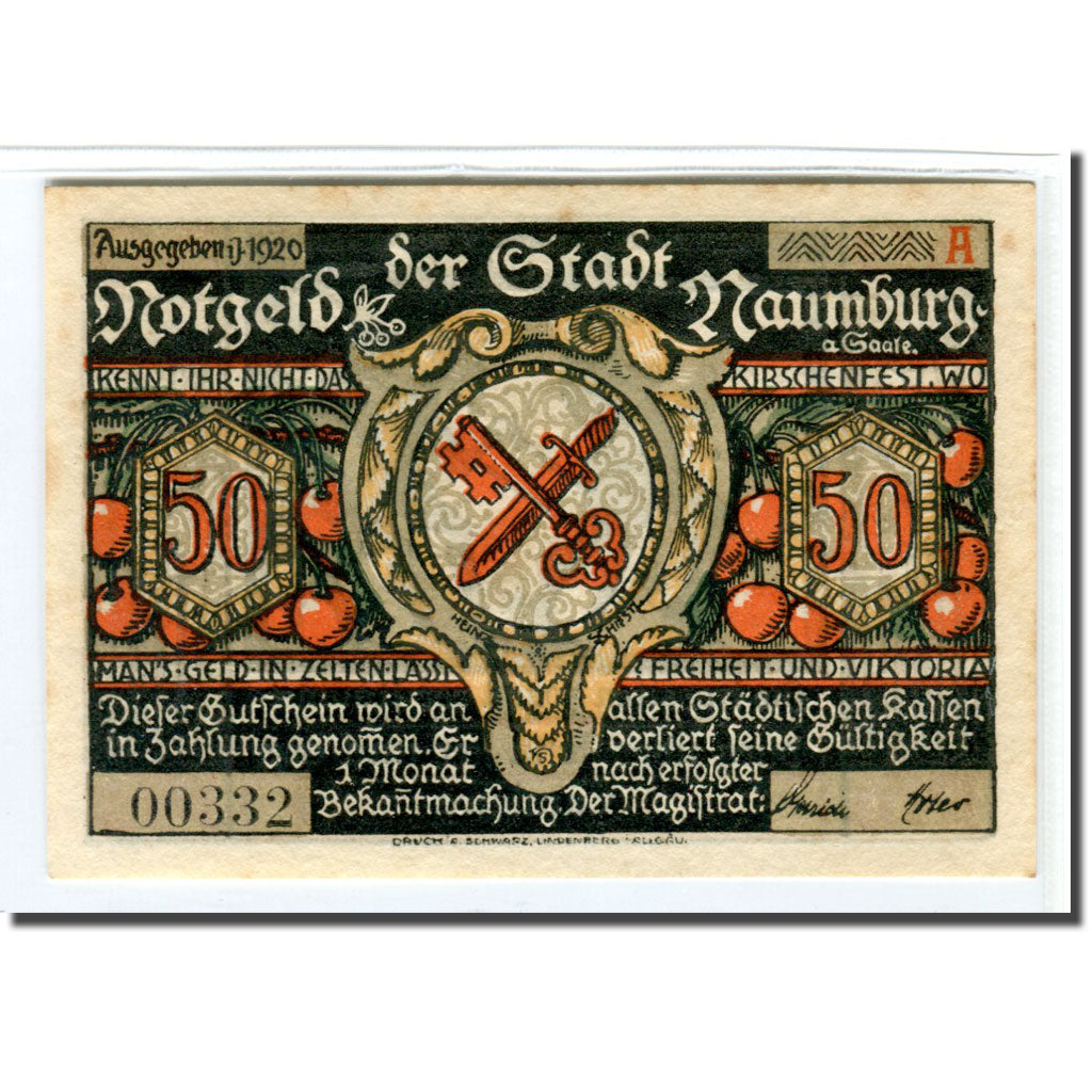 Banknot, Niemcy, Naumburg a.S. Stadt, 50 Pfennig, personnage 3, 1920, Undated