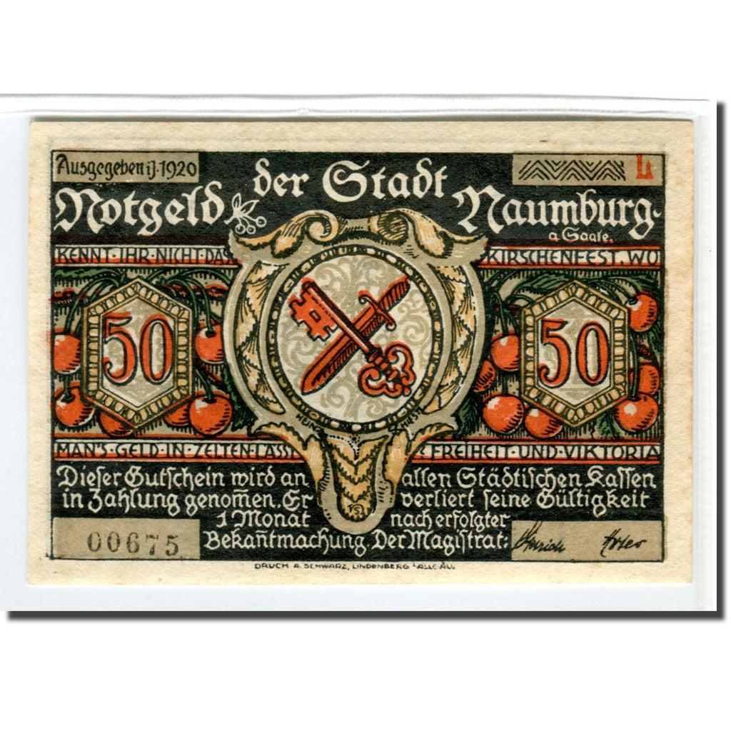 Banknot, Niemcy, Naumburg a.S. Stadt, 50 Pfennig, personnage 9, 1920, Undated