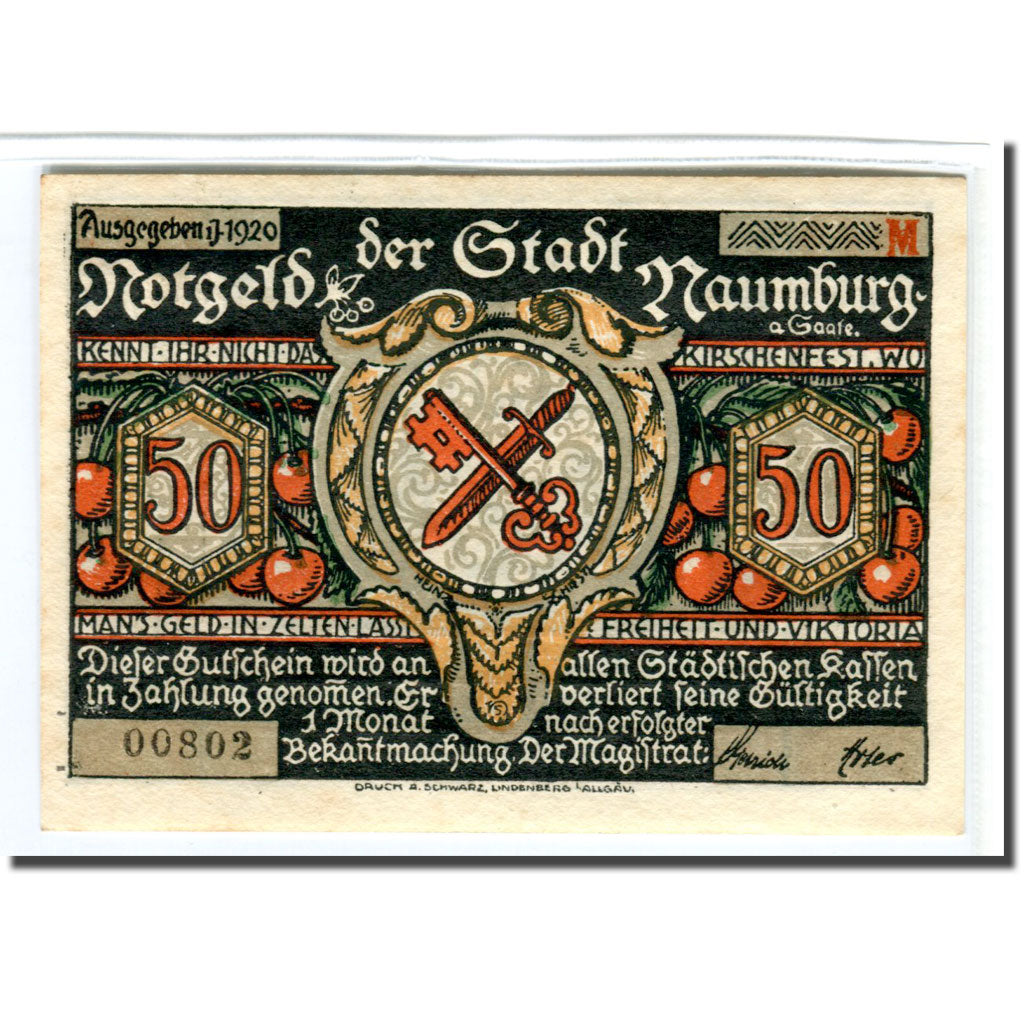 Banknot, Niemcy, Naumburg a.S. Stadt, 50 Pfennig, Personnage 11, 1920, Undated