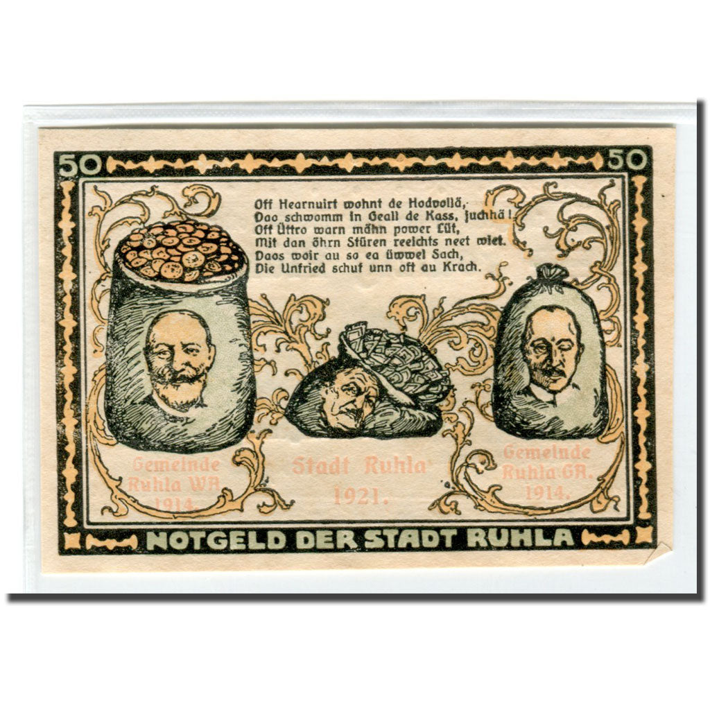 Billet, Allemagne, Ruhla, 50 Pfennig, personnage 3, 1921, 1921-04-01, SPL