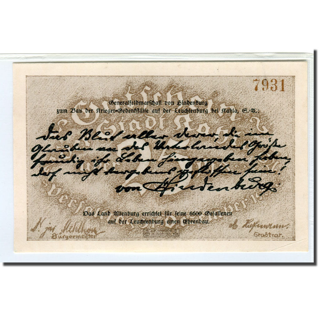 Banknot, Niemcy, Kahla, 25 Pfennig, paysage, 1921, 1921-12-31, UNC(63)