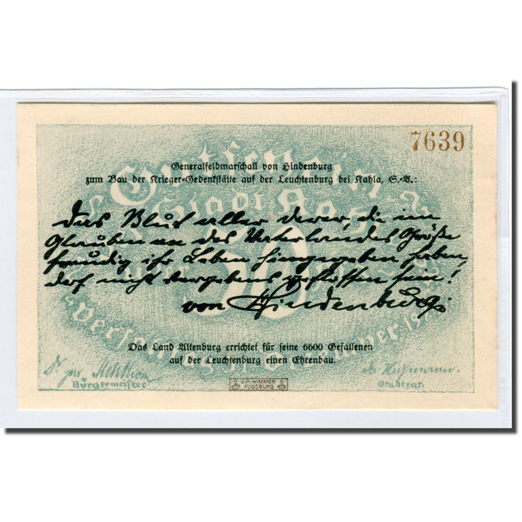 Banconote, Germania, Kahla, 50 Pfennig, paysage 1, 1921, 1921-12-31, SPL