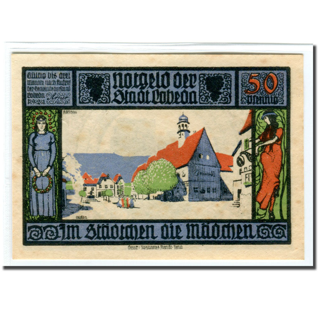 Banconote, Germania, Lobeda Stadt, 50 Pfennig, paysage 1, 1921, SPL, Mehl:808.1