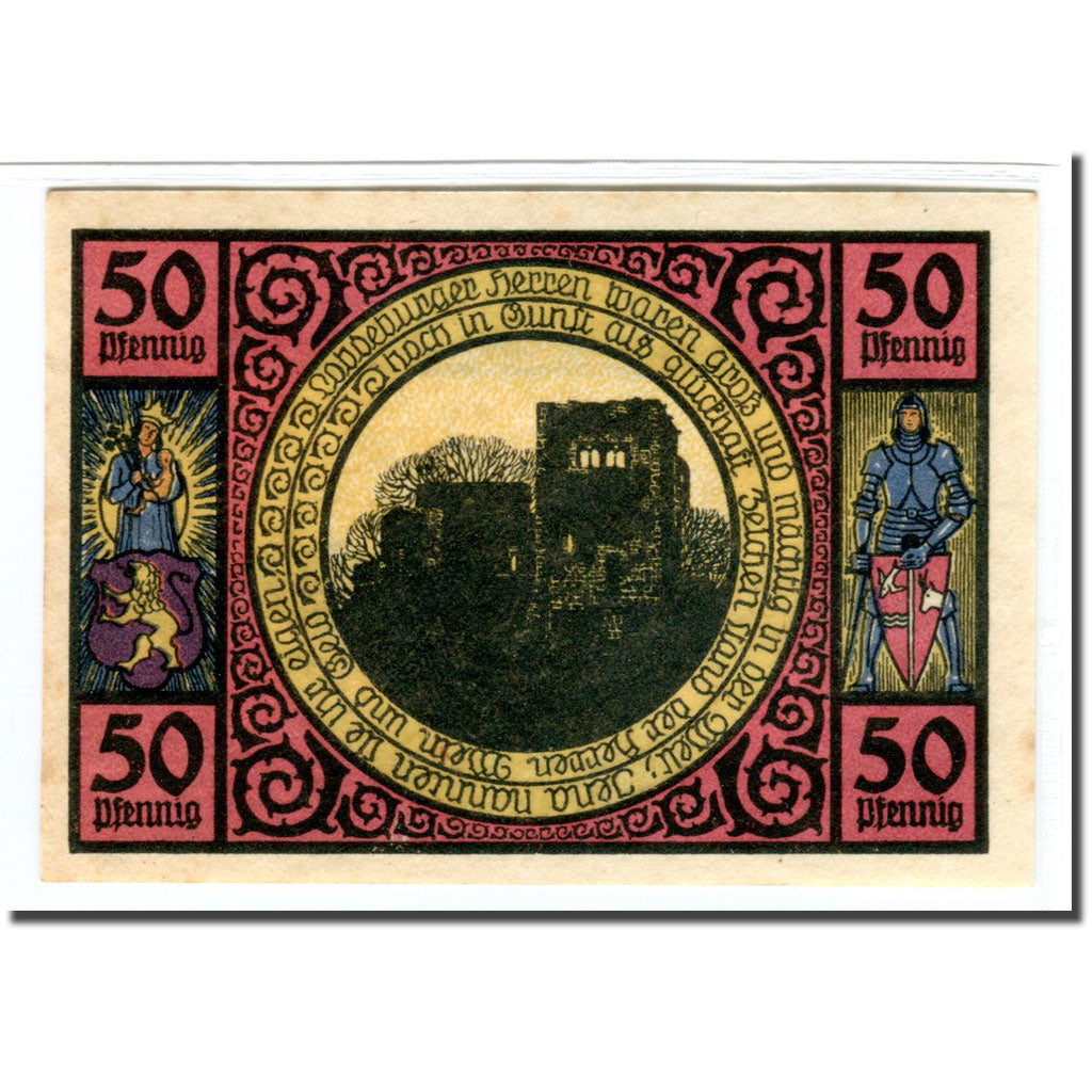 Banknot, Niemcy, Lobeda Stadt, 50 Pfennig, paysage 2, 1921, Undated, UNC(63)