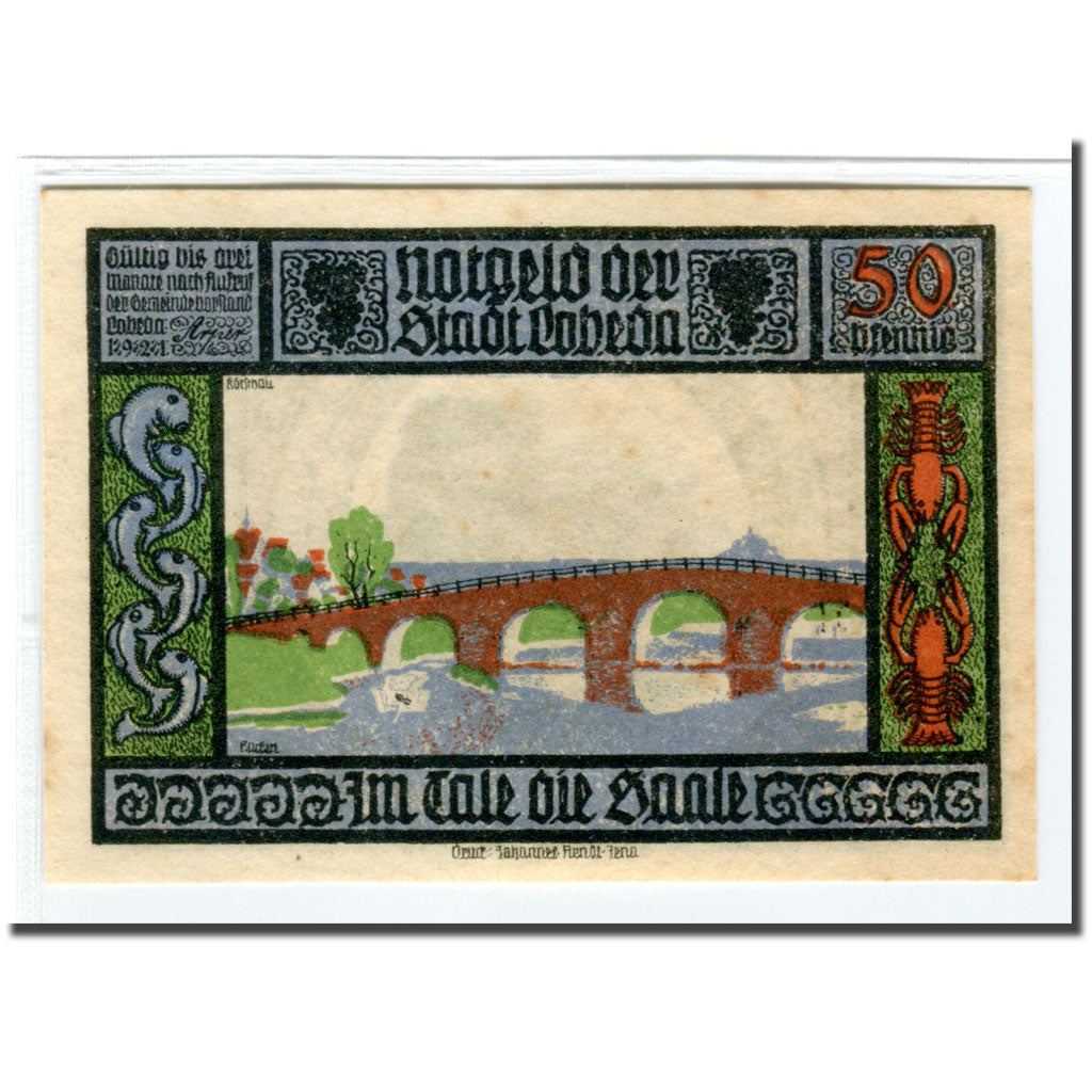 Banknot, Niemcy, Lobeda Stadt, 50 Pfennig, paysage 2, 1921, Undated, UNC(63)