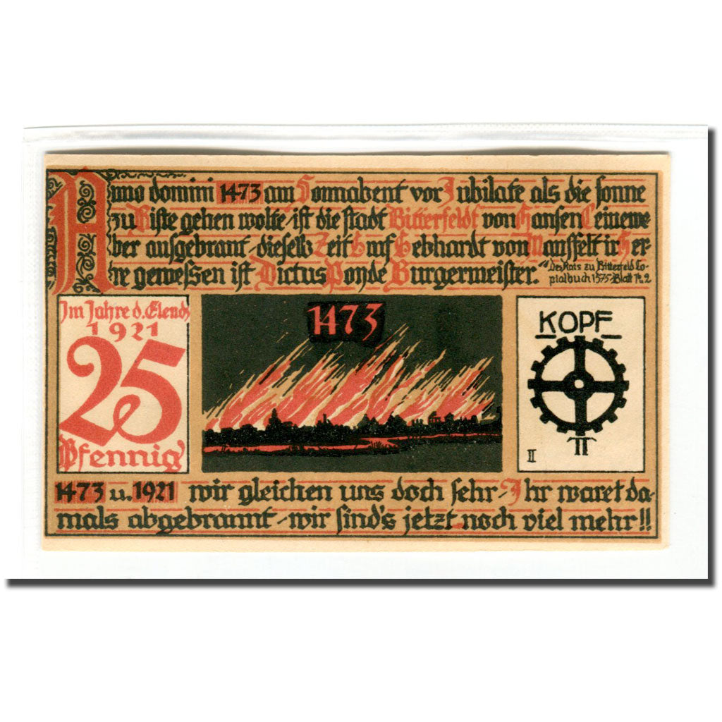 Banknote, Germany, Bitterfeld Stadt, 25 Pfennig, Citation 1, 1921, UNC(63)
