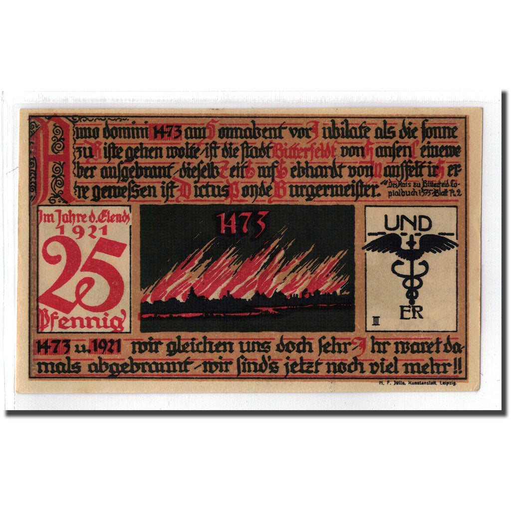 Banknote, Germany, Bitterfeld Stadt, 25 Pfennig, Citation 2, 1921, UNC(63)