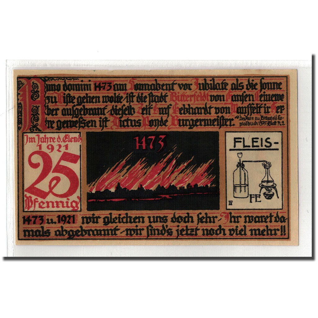 Banknote, Germany, Bitterfeld Stadt, 25 Pfennig, Citation 3, 1921, UNC(63)