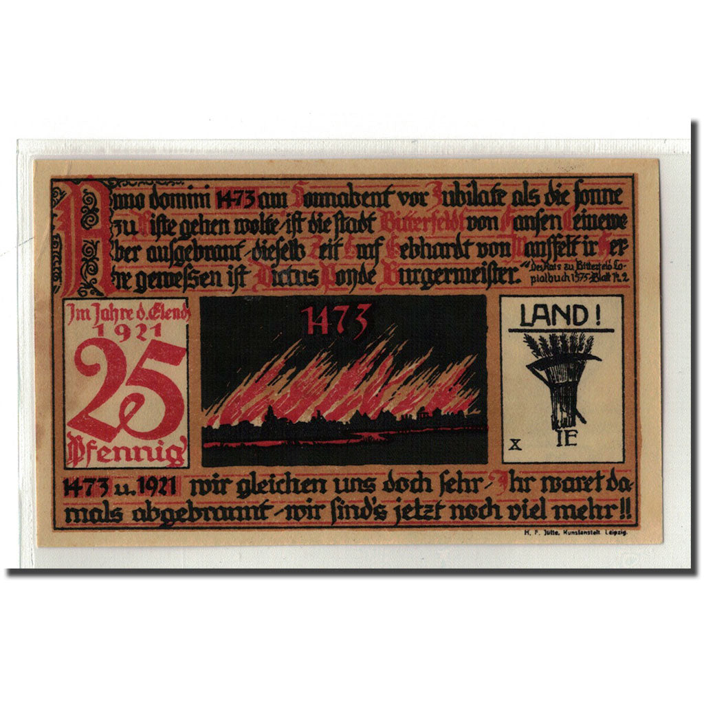 Banknote, Germany, Bitterfeld Stadt, 25 Pfennig, Citation 4, 1921, UNC(63)