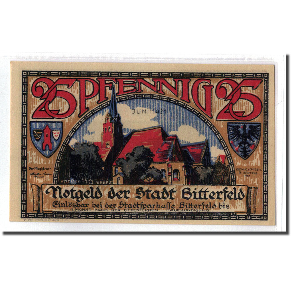 Banconote, Germania, Bitterfeld Stadt, 25 Pfennig, Citation 5, 1921, SPL