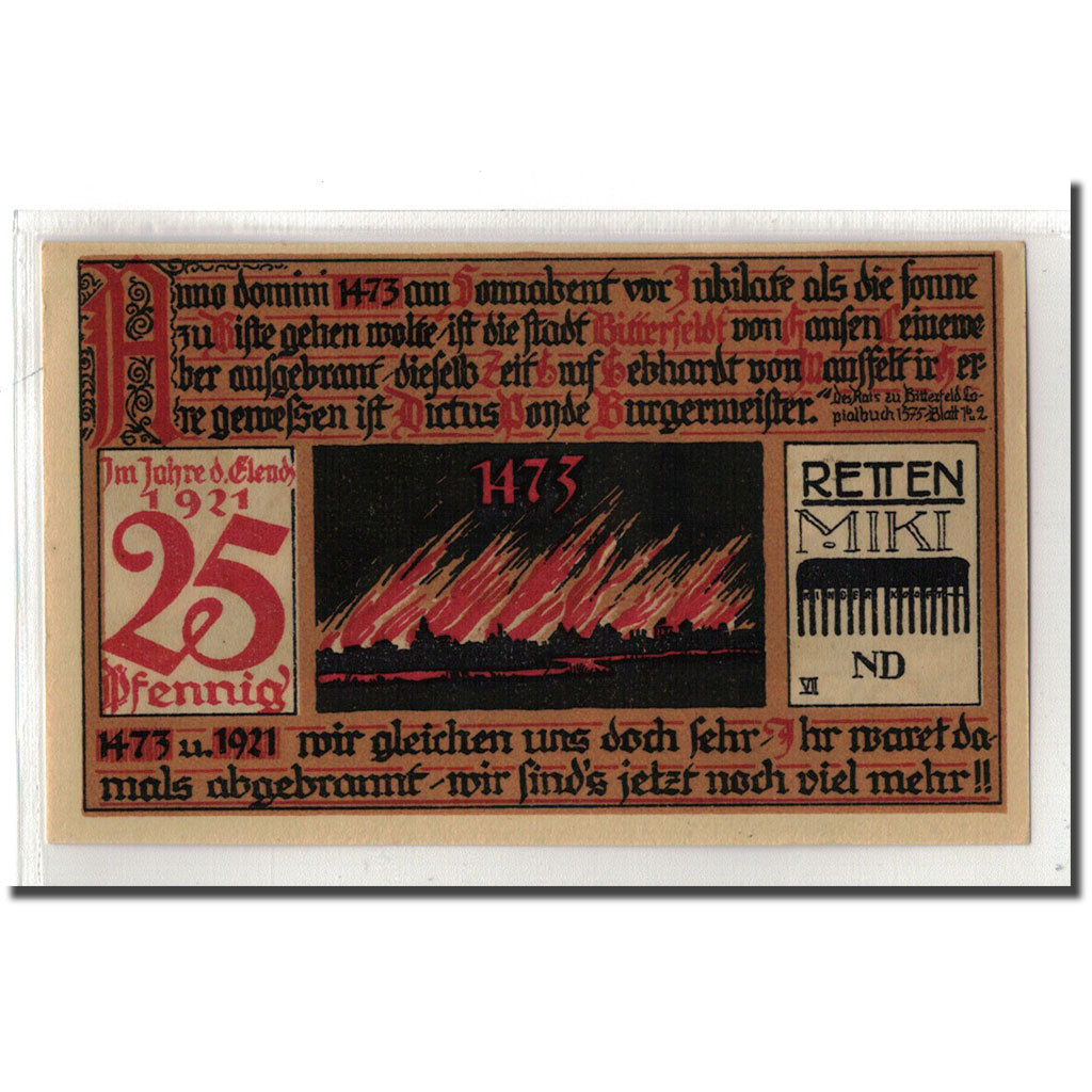 Banknote, Germany, Bitterfeld Stadt, 25 Pfennig, Citation 7, 1921, UNC(63)