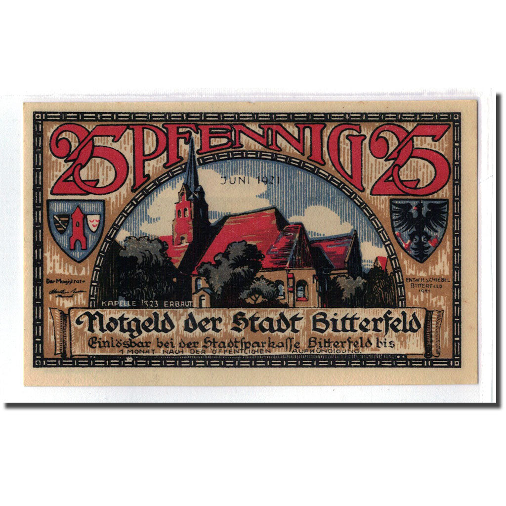 Billete, Alemania, Bitterfeld Stadt, 25 Pfennig, Citation 8, 1921, SC