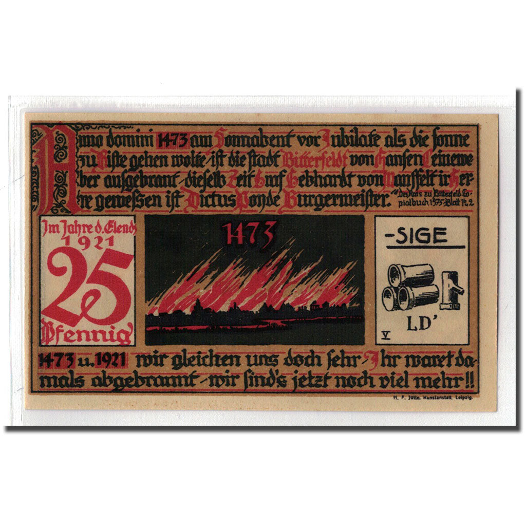 Banknote, Germany, Bitterfeld Stadt, 25 Pfennig, Citation 9, 1921, UNC(63)