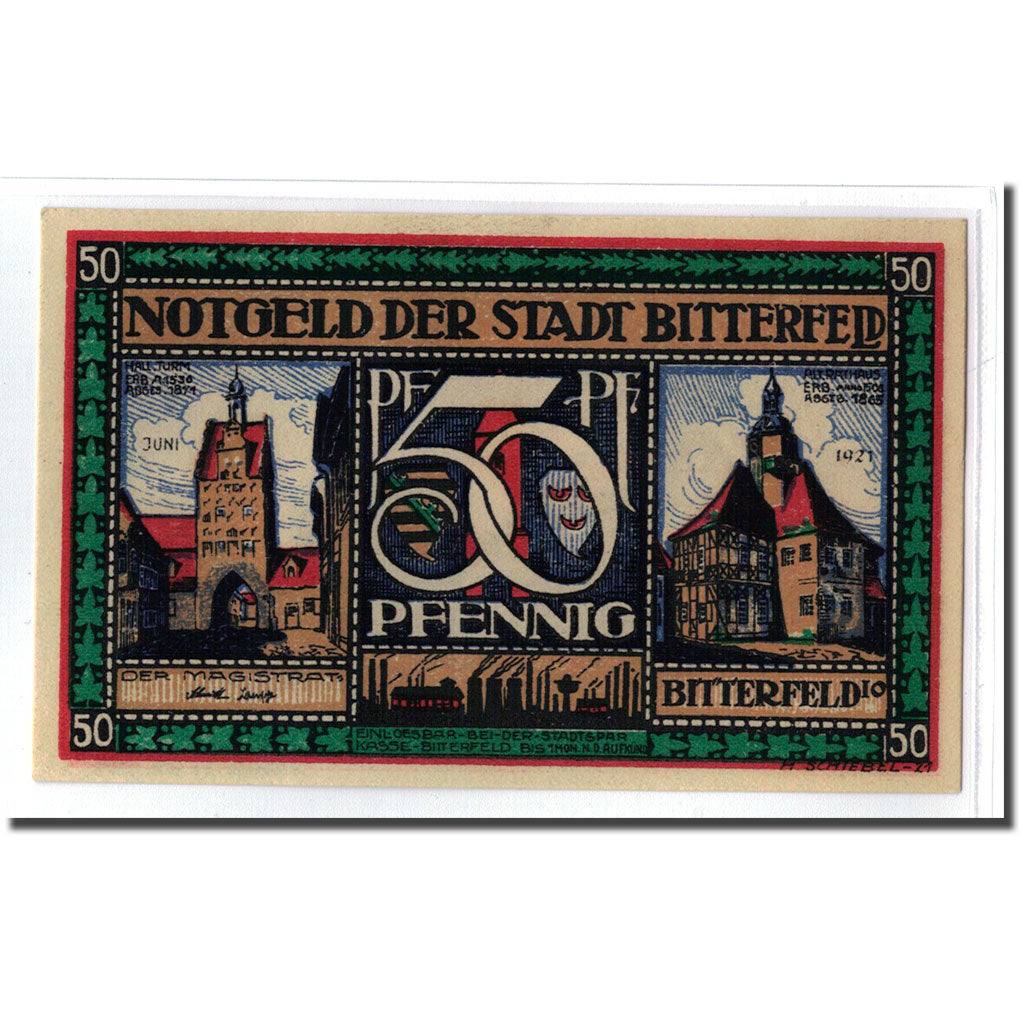 Banknote, Germany, Bitterfeld Stadt, 50 Pfennig, paysage, 1921, UNC(63)