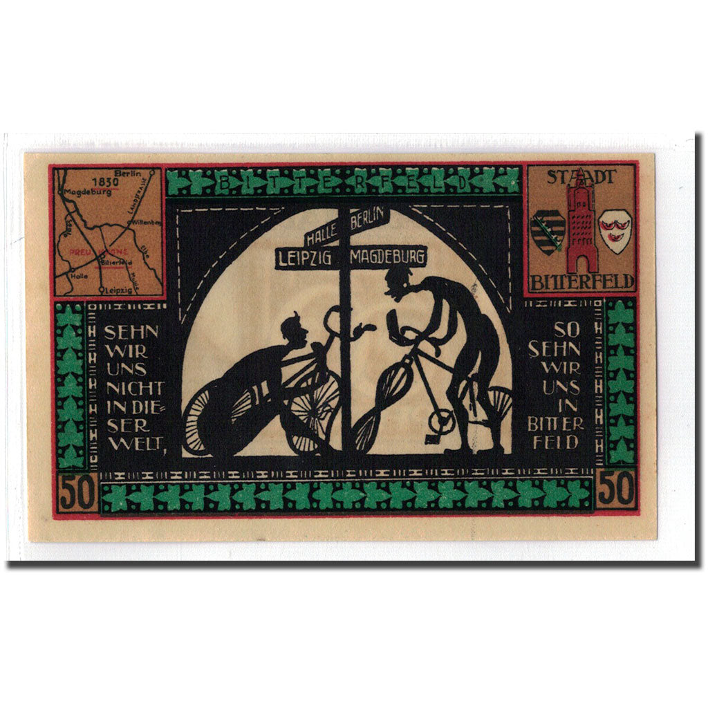 Banknot, Niemcy, Bitterfeld Stadt, 50 Pfennig, personnage, 1921, Undated