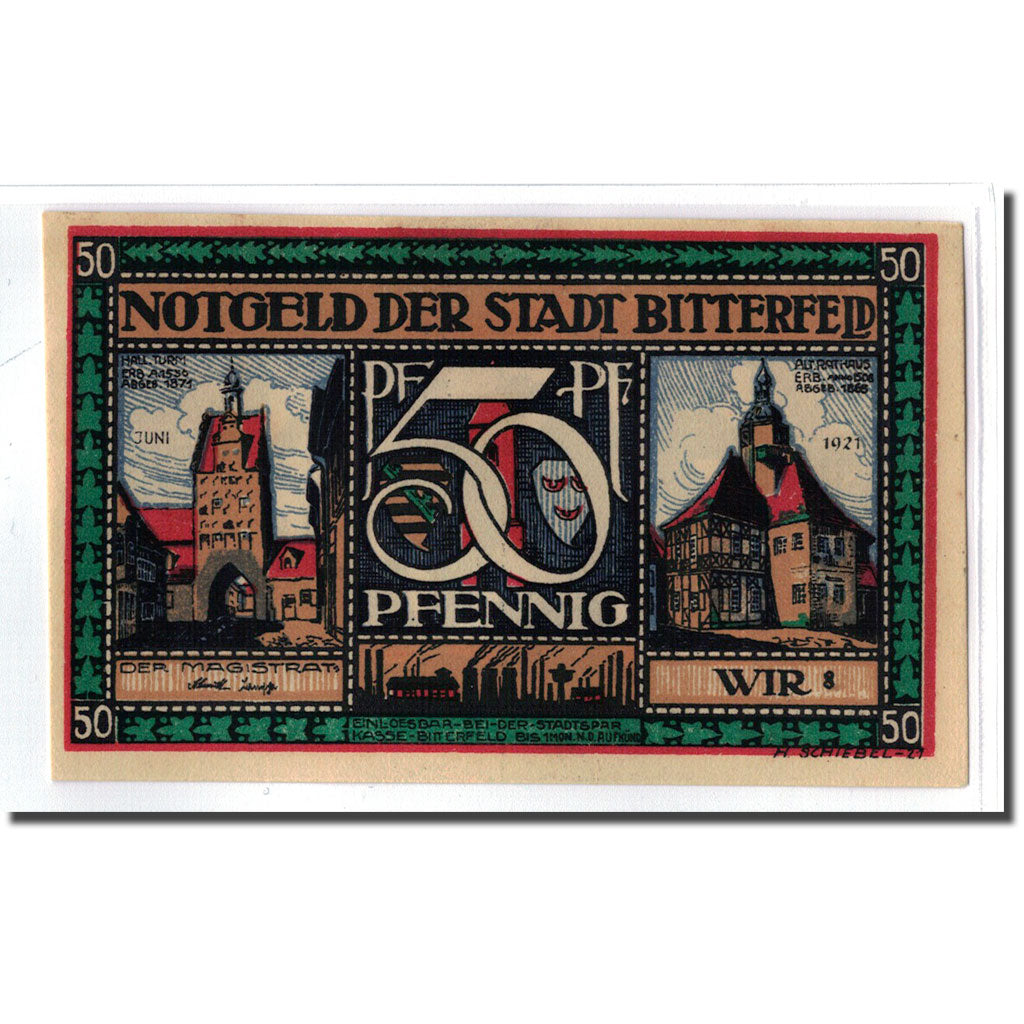 Geldschein, Deutschland, Bitterfeld Stadt, 50 Pfennig, personnage 4, 1921, UNZ-