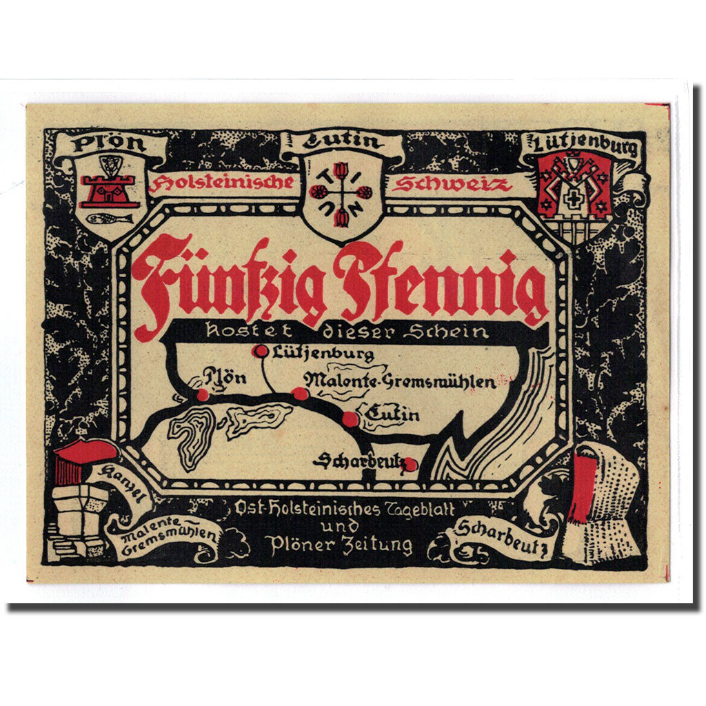 Geldschein, Deutschland, Plön, 50 Pfennig, paysage, 1921, UNZ-, Mehl:1063.2