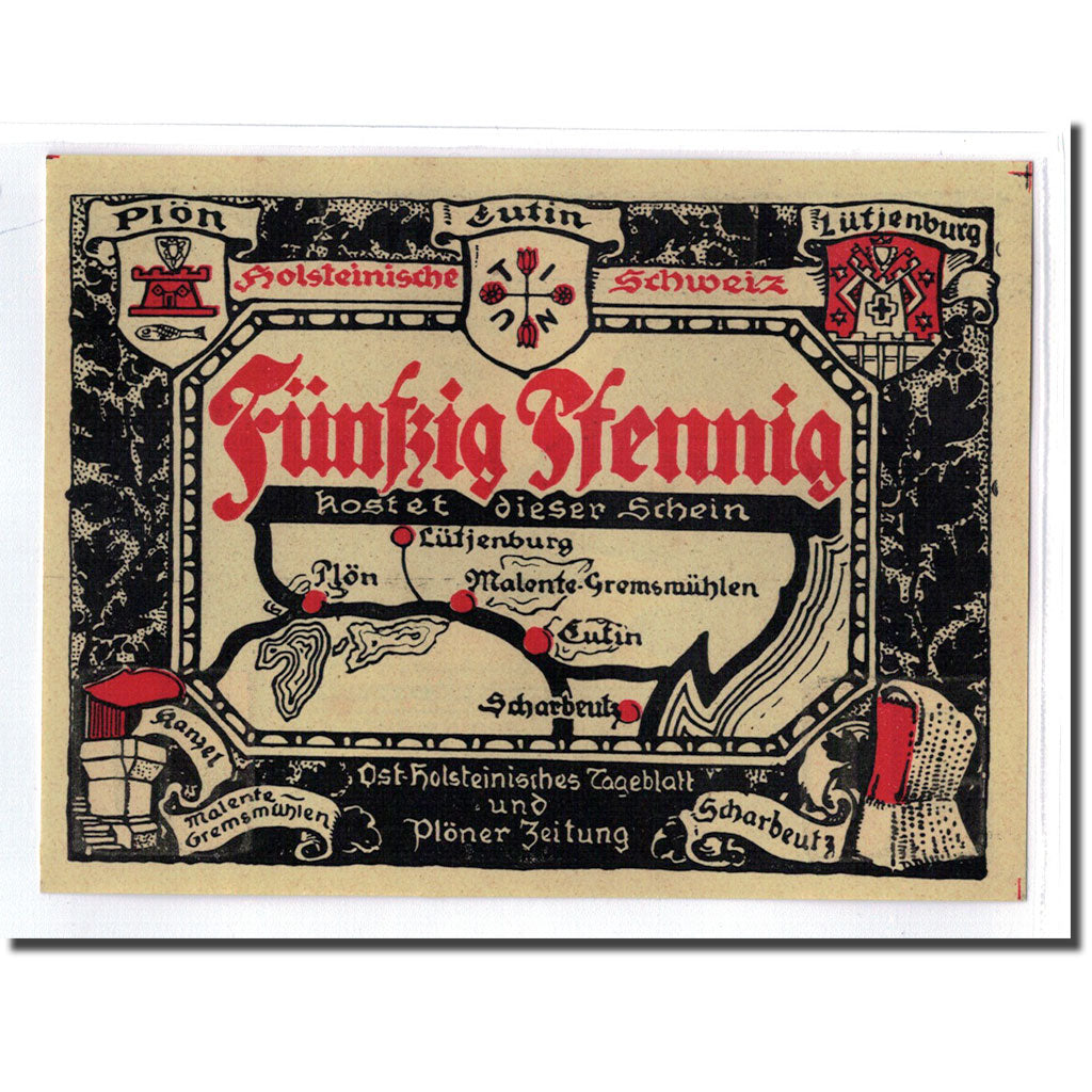 Banknot, Niemcy, Plön, 50 Pfennig, paysage 1, 1921, Undated, UNC(63)