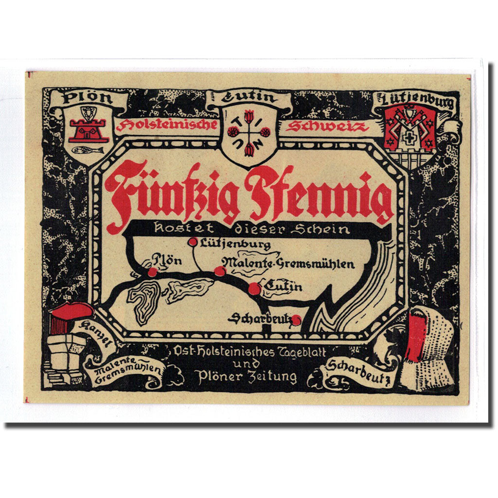 Banknot, Niemcy, Plön, 50 Pfennig, paysage 2, 1921, Undated, UNC(63)