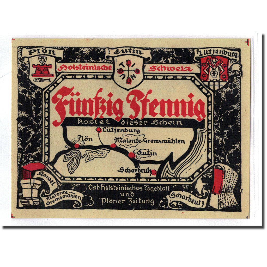 Banknot, Niemcy, Plön, 50 Pfennig, paysage 3, 1921, Undated, UNC(63)