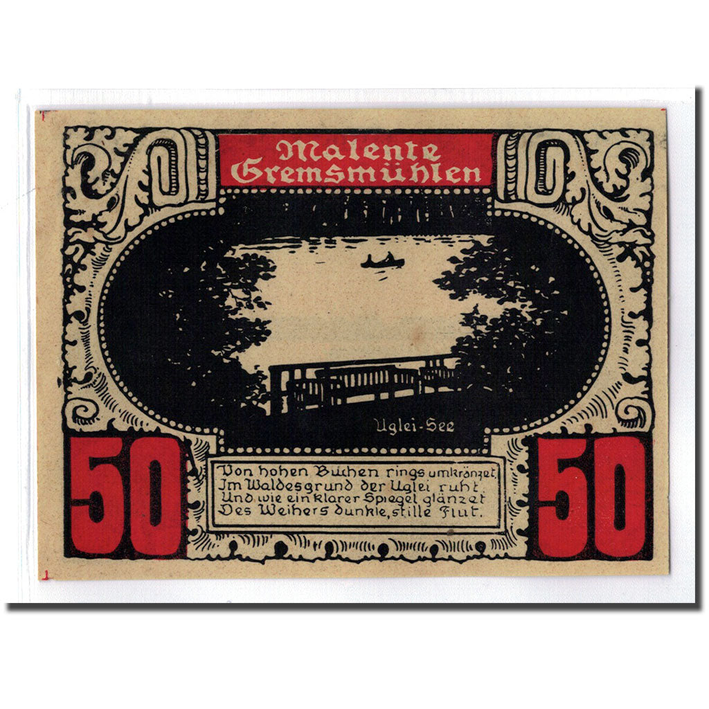 Billete, Alemania, Plön, 50 Pfennig, paysage 4, 1921, SC, Mehl:1063.2