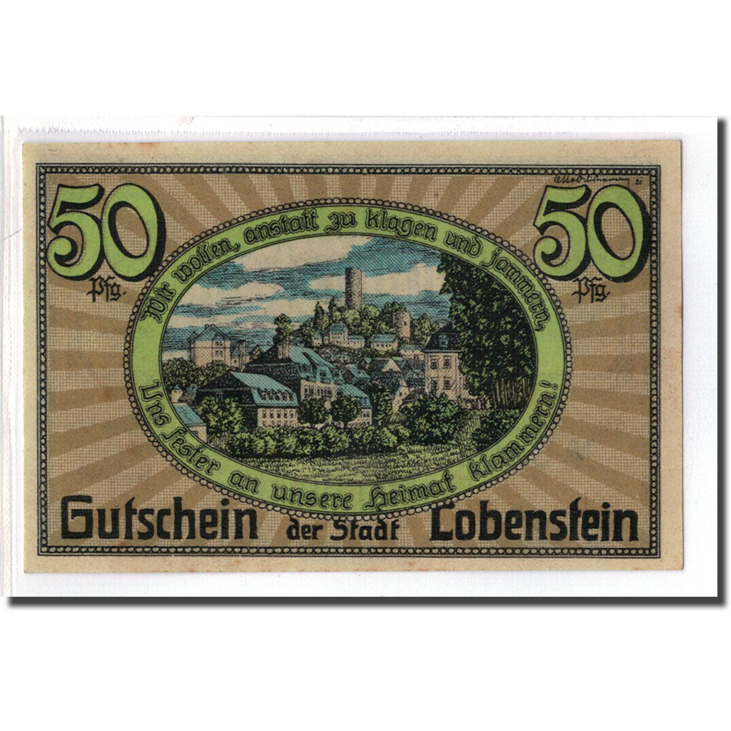 Billete, Alemania, Lobenstein, 50 Pfennig, paysage 2, 1921, 1921-03-15, SC