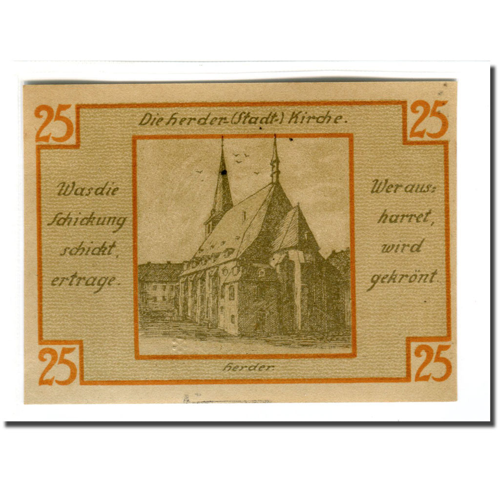 Biljet, Duitsland, Weimar, 25 Pfennig, Eglise, 1921, 1921-03-01, SPL