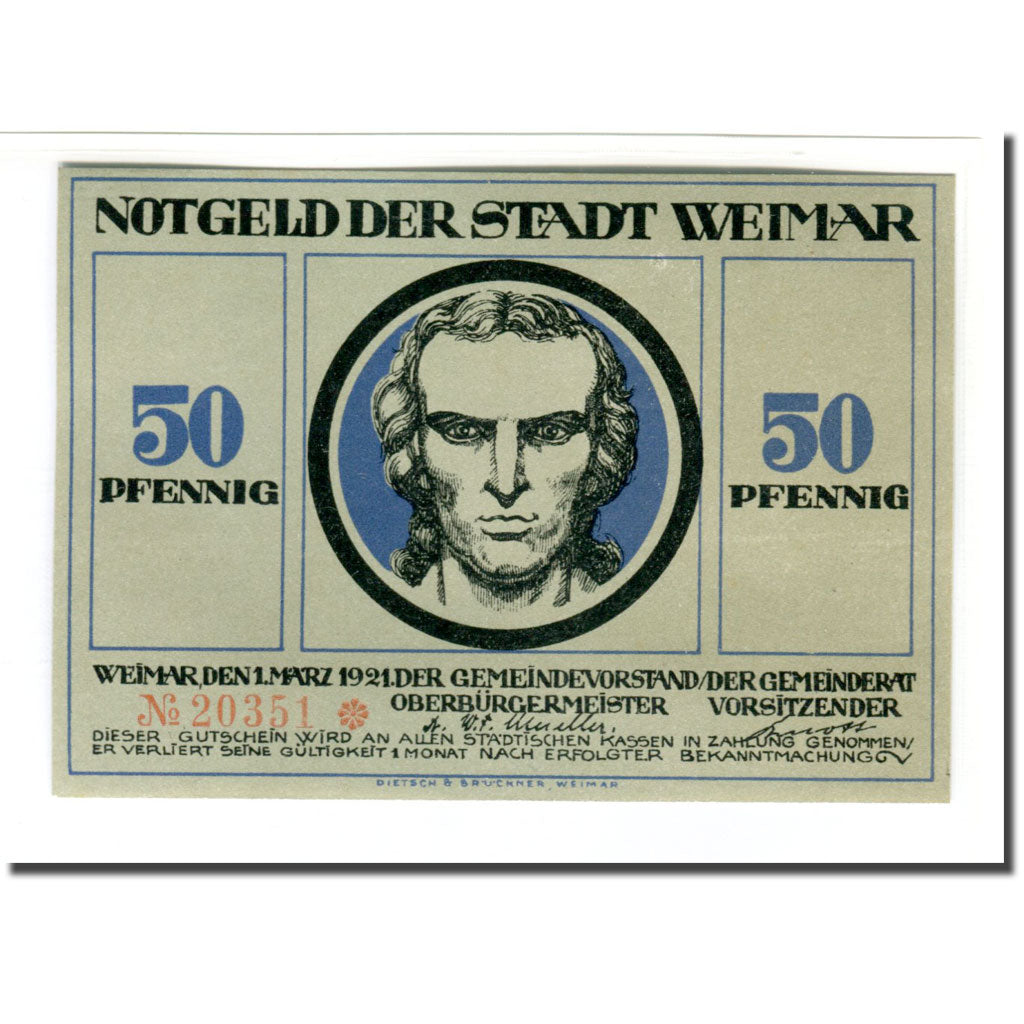 Biljet, Duitsland, Weimar, 50 Pfennig, personnage, 1921, 1921-03-01, SPL