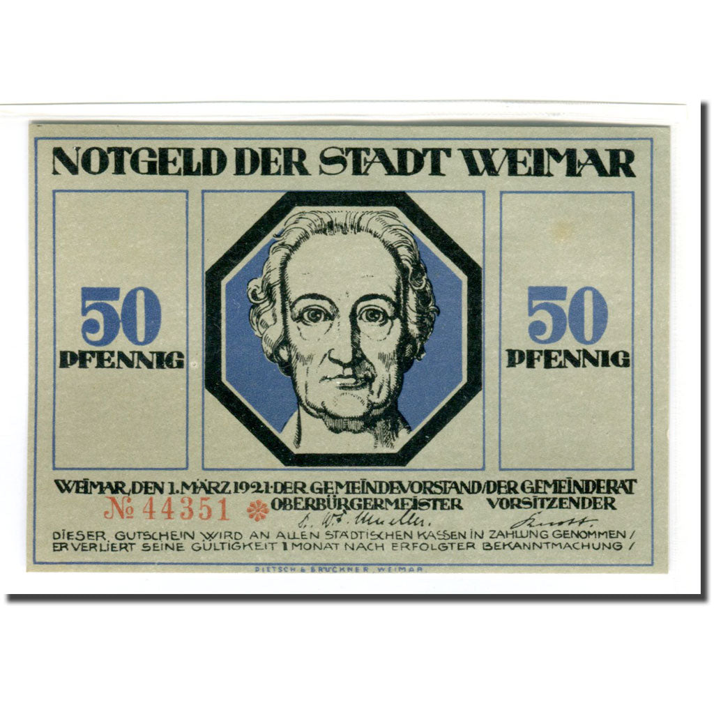 Biljet, Duitsland, Weimar, 50 Pfennig, personnage 1, 1921, 1921-03-01, SPL