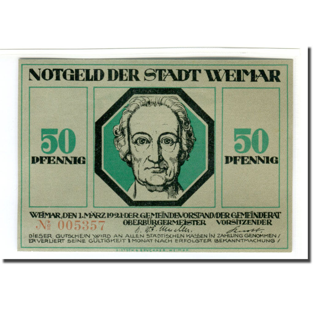 Banknote, Germany, Weimar, 50 Pfennig, personnage 3, 1921, 1921-03-01, UNC(63)
