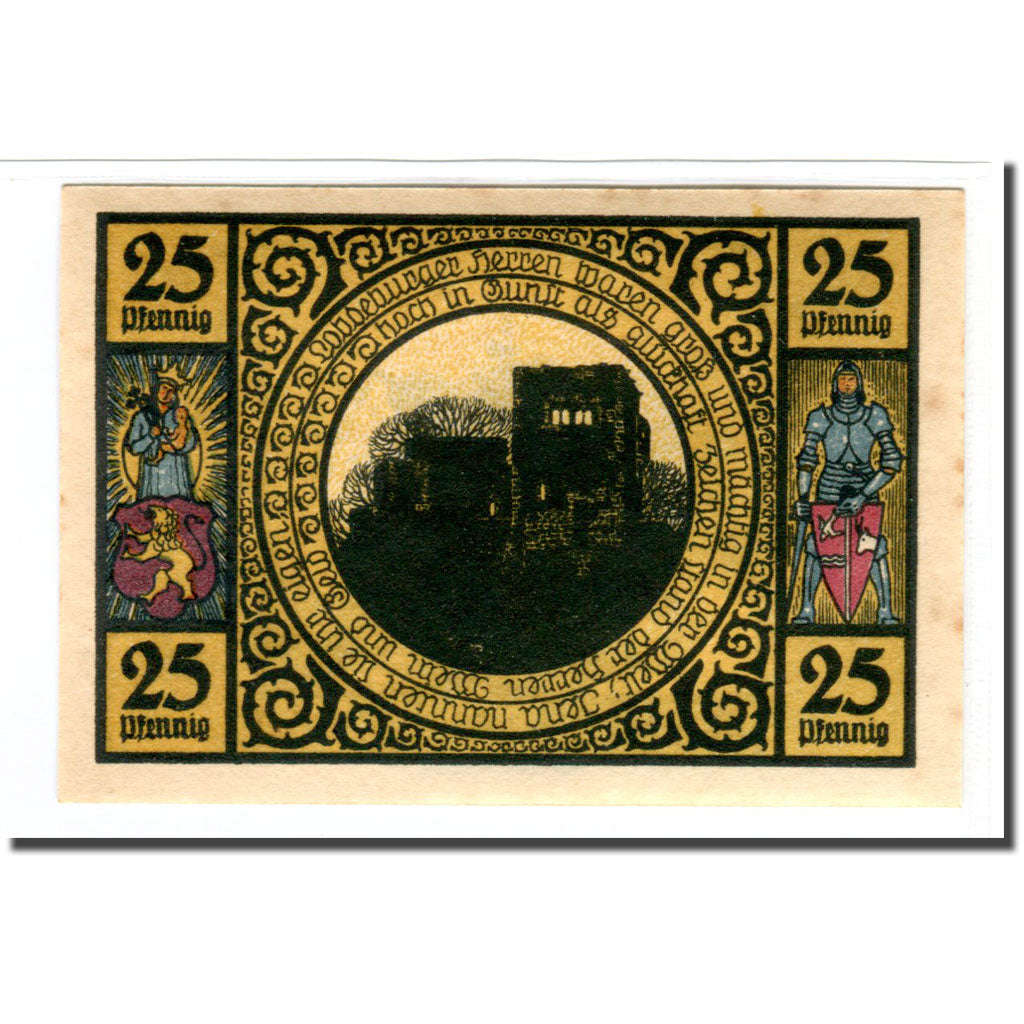 Biljet, Duitsland, 25 Pfennig, batiment 1, 1921, SPL, Mehl:808.1
