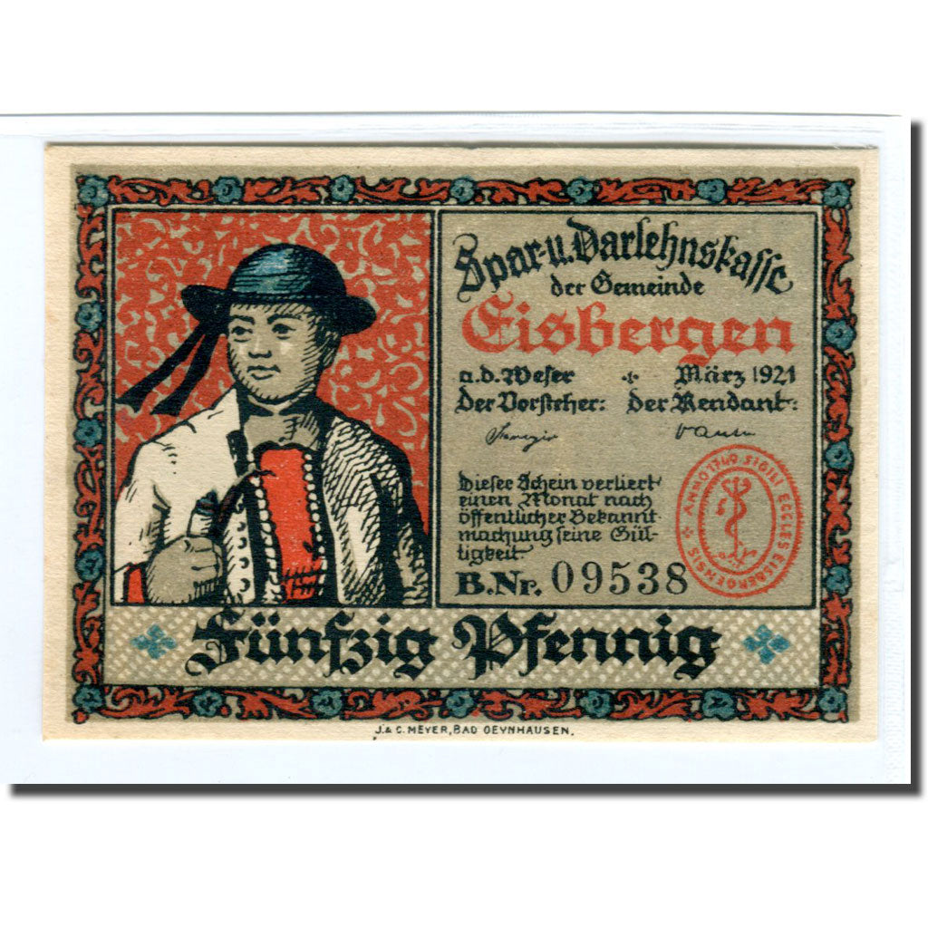 Geldschein, Deutschland, Eisbergen, 50 Pfennig, Batiment, 1921, UNZ-