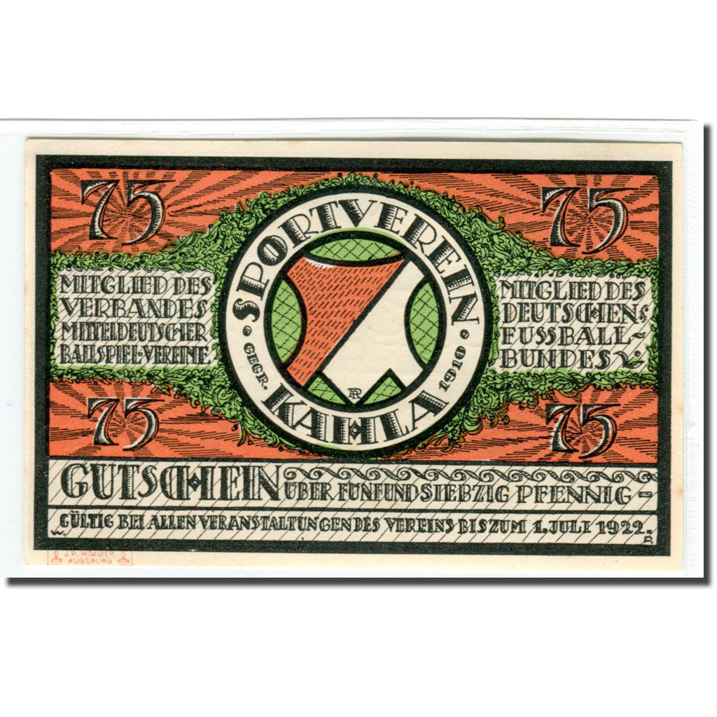 Banknote, Germany, Kahla, 75 Pfennig, personnage 2, 1922, 1922-07-01, UNC(63)