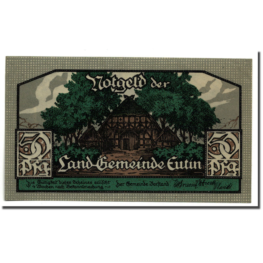 Billet, Allemagne, Eutin Stadt, 50 Pfennig, paysage, 1921, SPL, Mehl:358.1