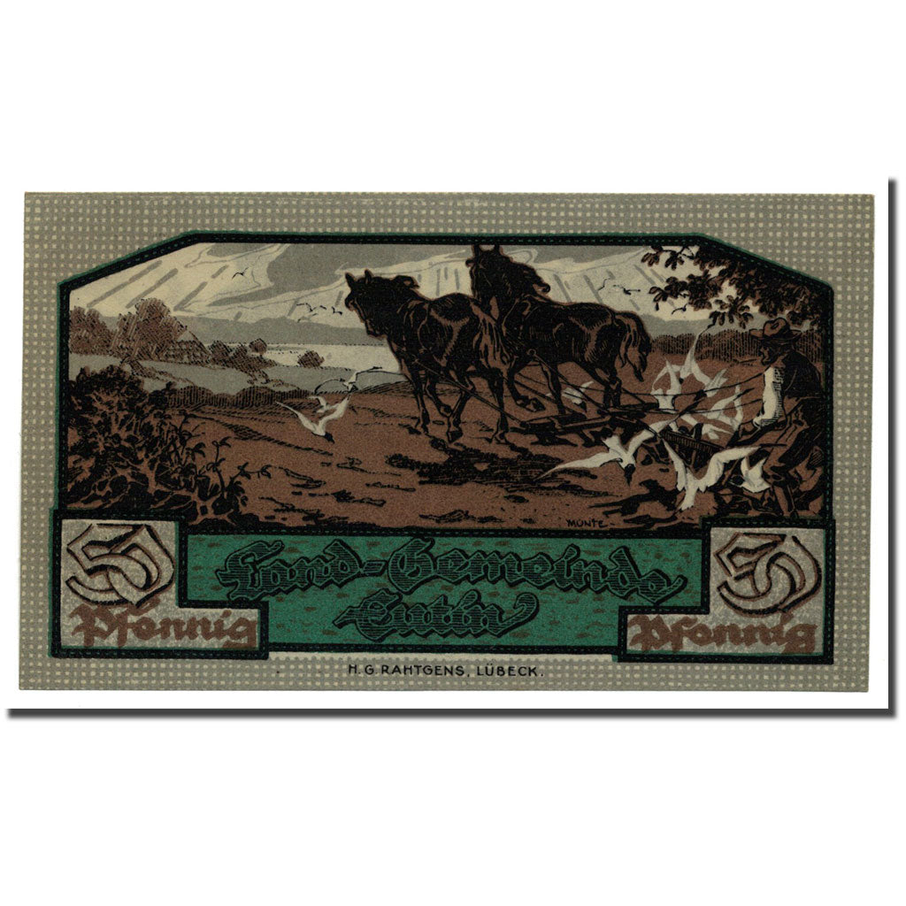 Billet, Allemagne, Eutin Stadt, 50 Pfennig, paysage, 1921, SPL, Mehl:358.1