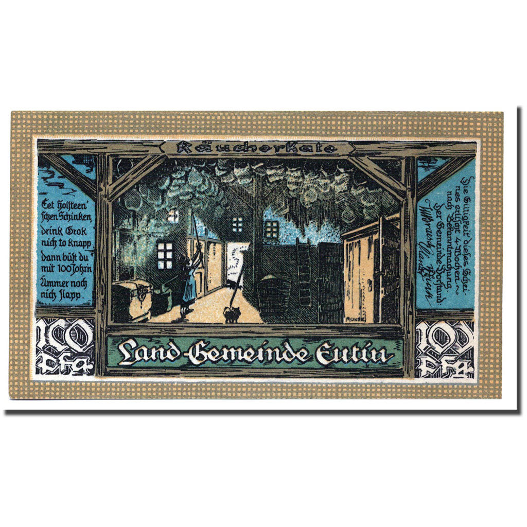 Biljet, Duitsland, Eutin Stadt, 100 Pfennig, paysage, 1921, SPL, Mehl:358.1