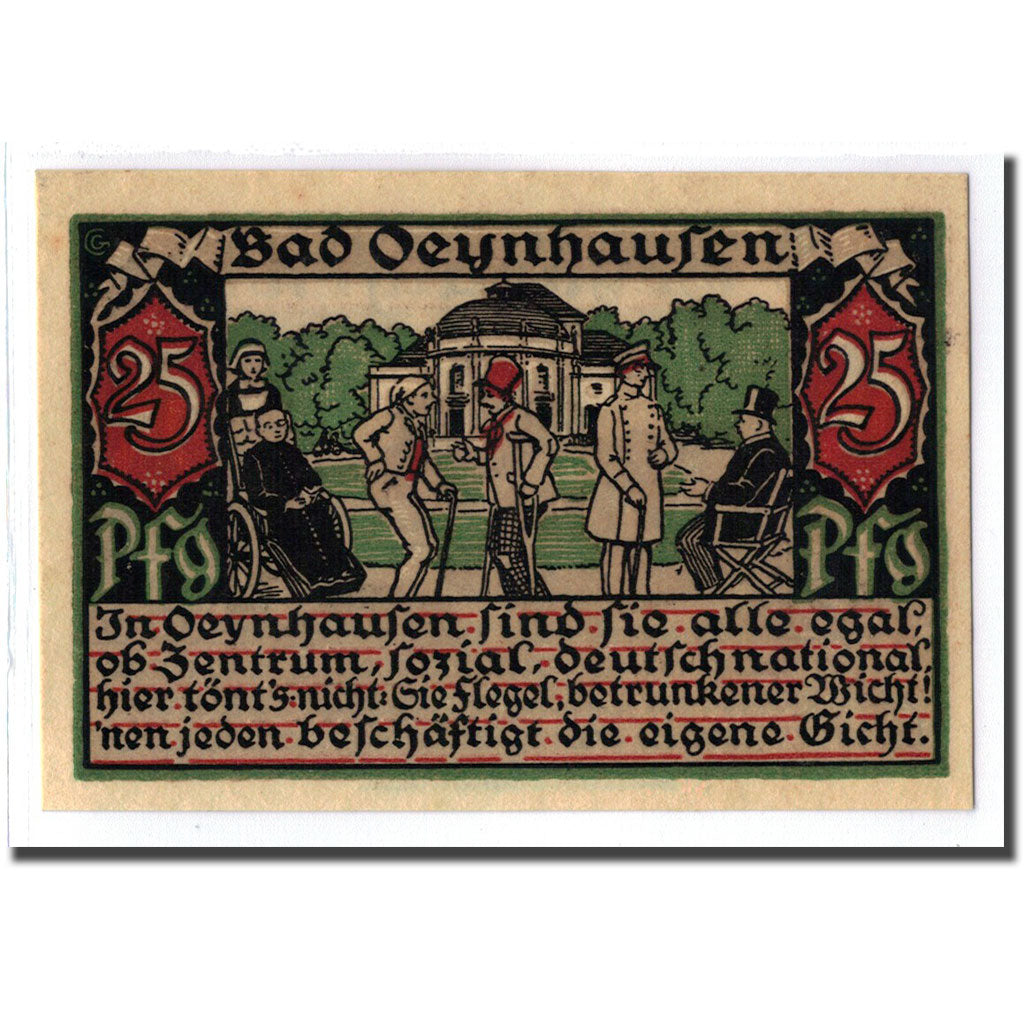 Geldschein, Deutschland, Oeynhausen Bad, 25 Pfennig, personnage, 1921, UNZ-