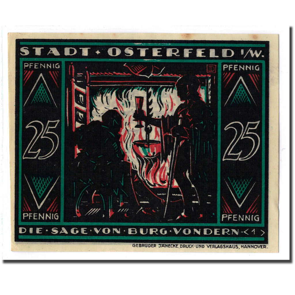 Banknote, Germany, Osterfeld, 25 Pfennig, personnage, 1921, 1921-12-15, UNC(63)