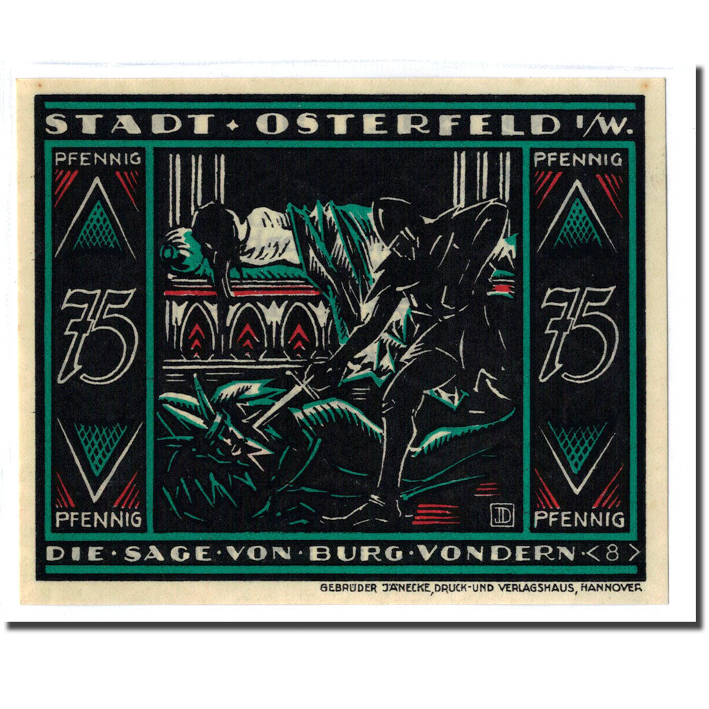 Biljet, Duitsland, Osterfeld, 75 Pfennig, personnage 6, 1921, 1921-12-15, SPL