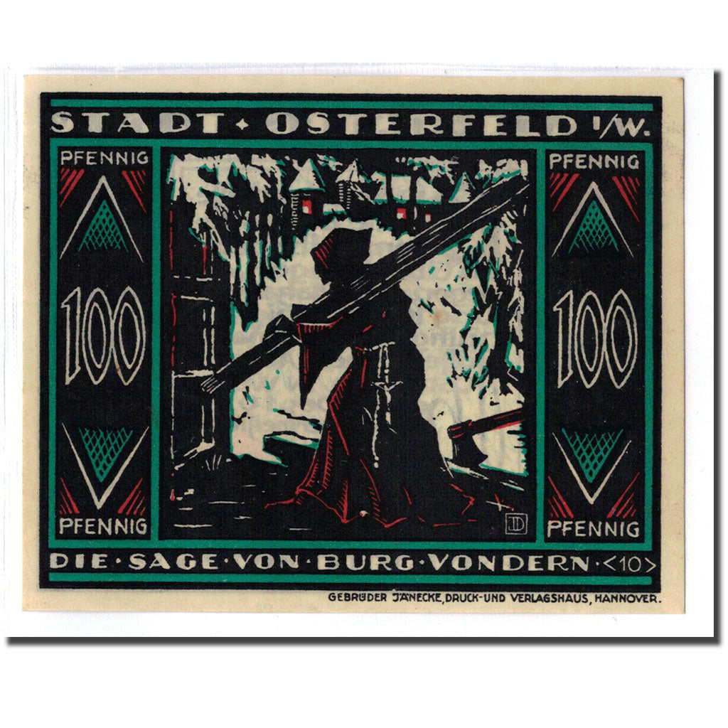 Billet, Allemagne, Osterfeld, 100 Pfennig, personnage 9, 1921, 1921-12-15, SPL