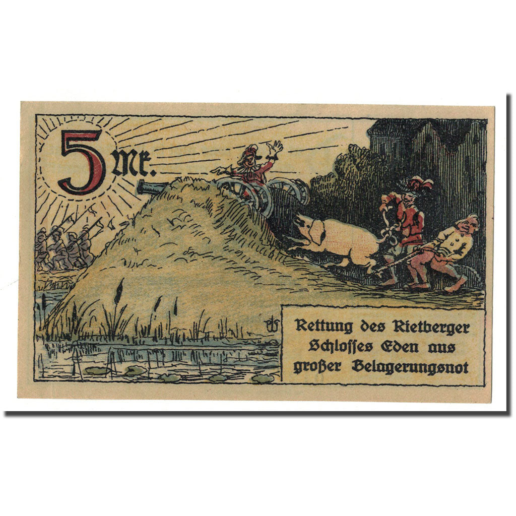 Banknote, Germany, Rietberg, 5 Mark, personnage, 1921, 1921-05-12, UNC(63)