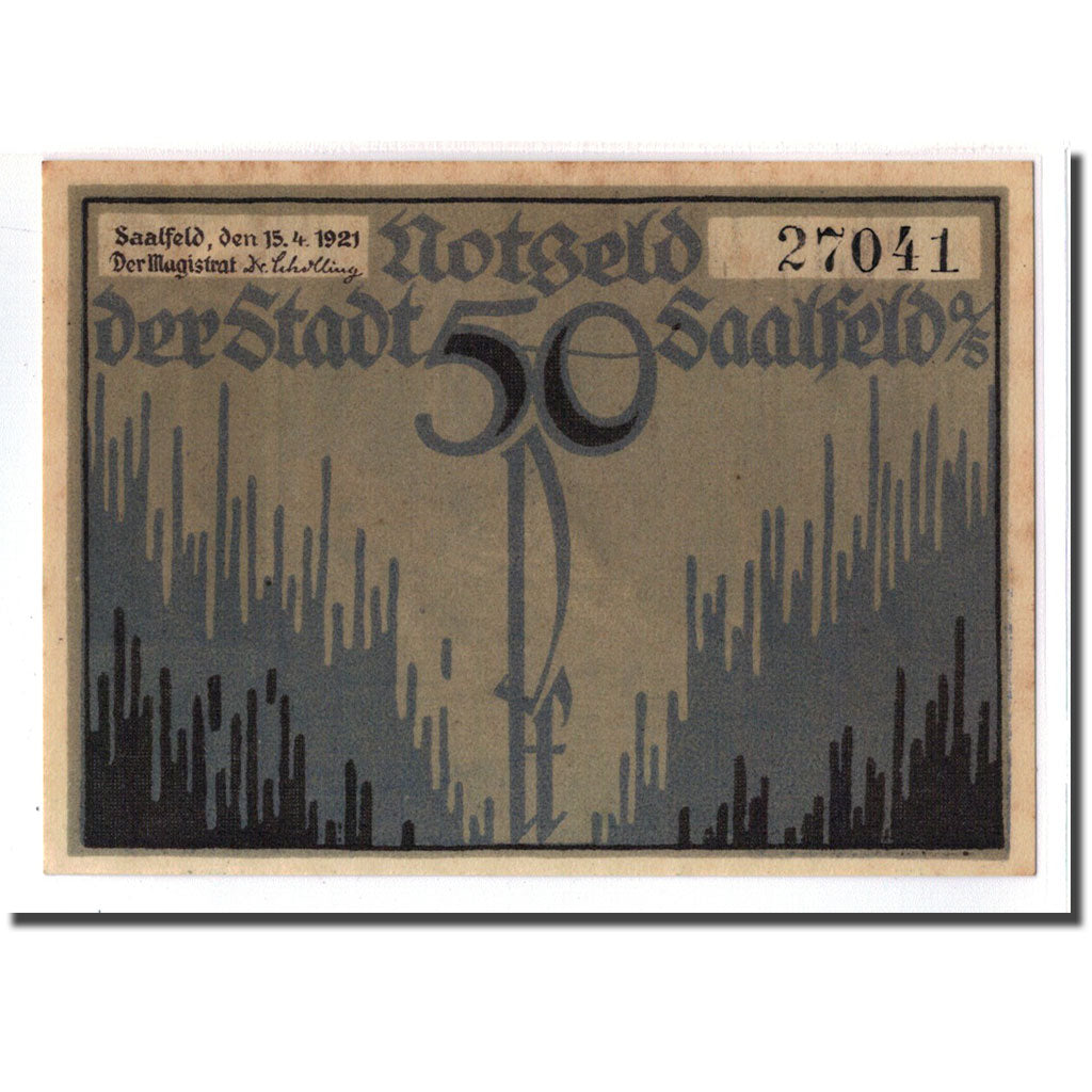 Banknote, Germany, Saalfeld, 50 Pfennig, paysage, 1921, 1921-04-15, UNC(63)