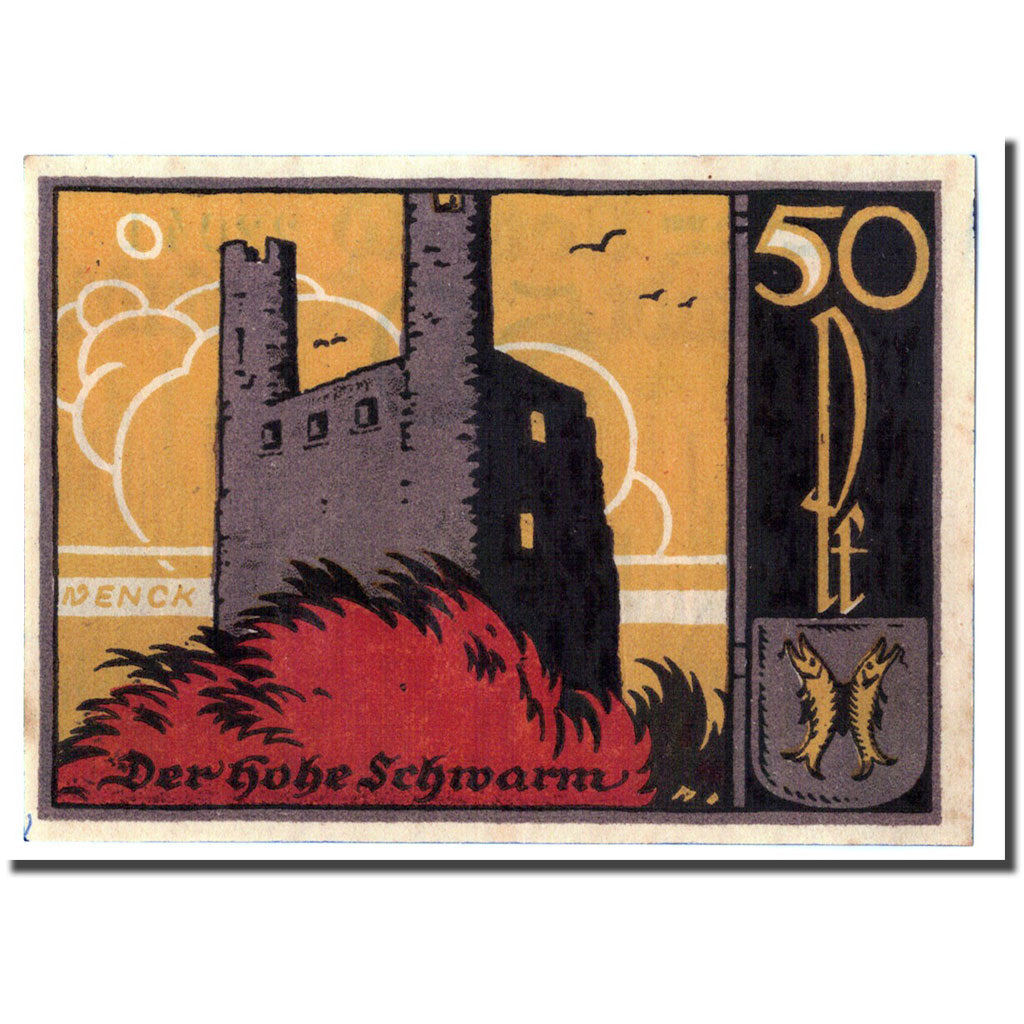 Biljet, Duitsland, Saalfeld, 50 Pfennig, batiment 1, 1921, 1921-04-15, SPL