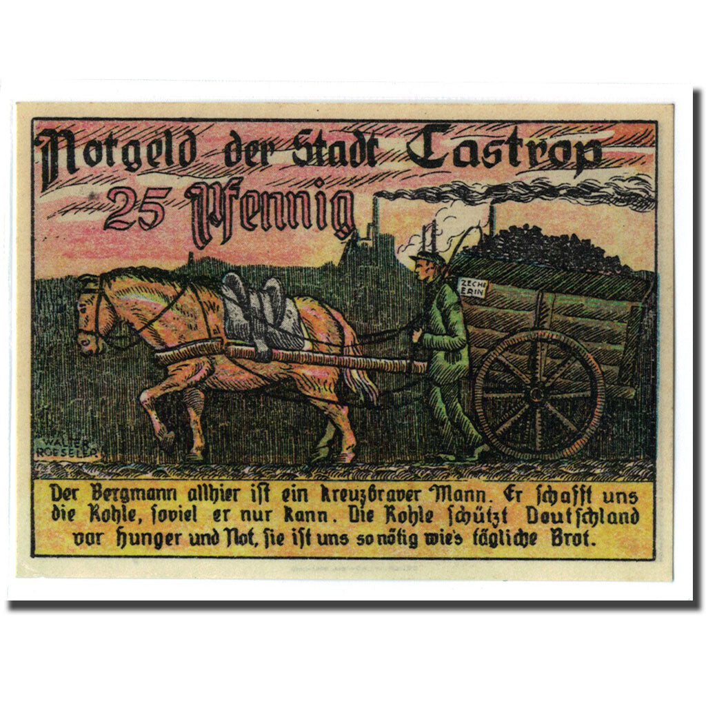Banknote, Germany, Castrop Stadt, 25 Pfennig, cheval, 1921, 1921-03-24, UNC(63)