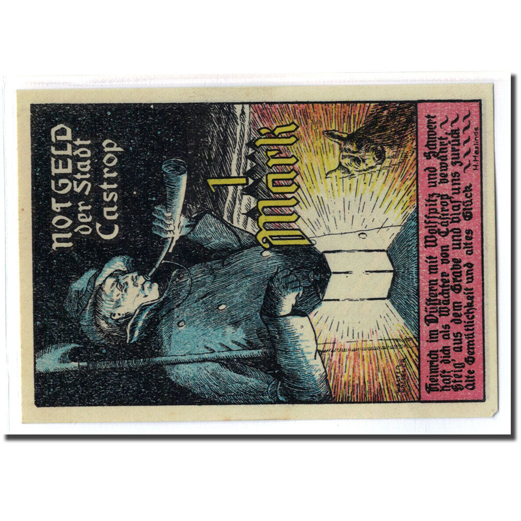 Banconote, Germania, Castrop Stadt, 1 Mark, personnage, 1921, 1921-03-24, SPL