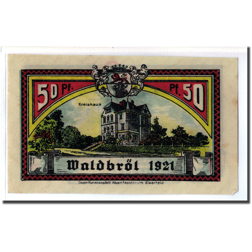 Banconote, Germania, Waldbröl, 50 Pfennig, batiment 1, 1921, SPL, Mehl:1370.1