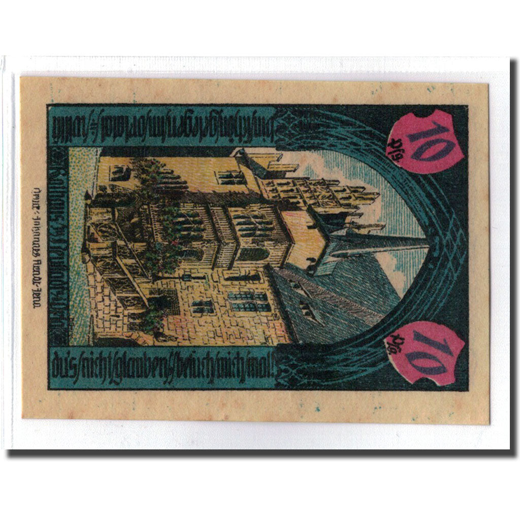 Geldschein, Deutschland, Neustadt a.d Orla Stadt, 10 Pfennig, Batiment, 1921