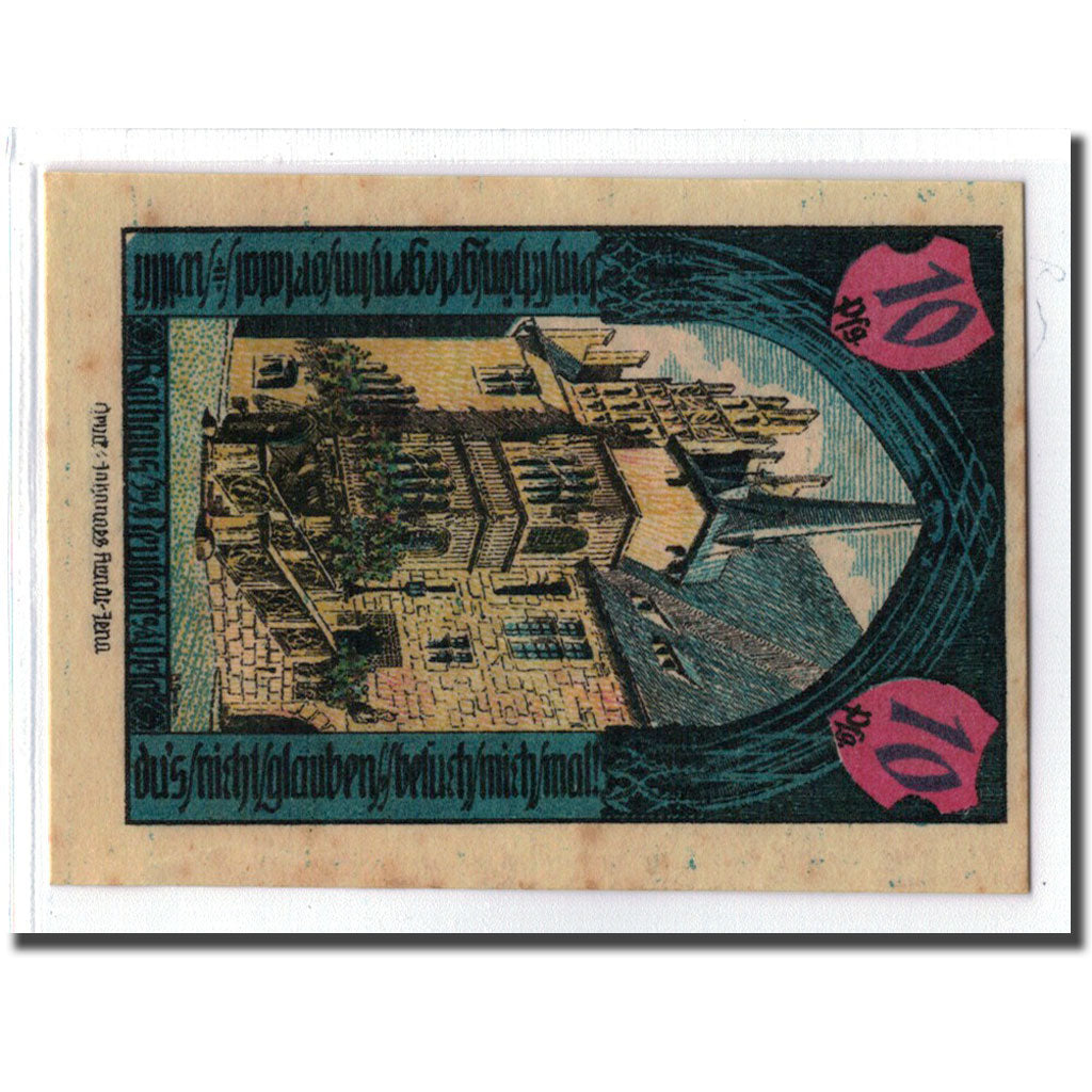 Billete, Alemania, Neustadt a.d Orla Stadt, 10 Pfennig, batiment 1, 1921